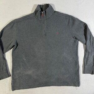 Polo Ralph Lauren Mens 1/4‎ Zip Mock Neck Pullover Gray Sweatshirt Distressed